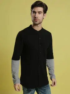 Campus Sutra Men Black Opaque Printed Casual Shirt
