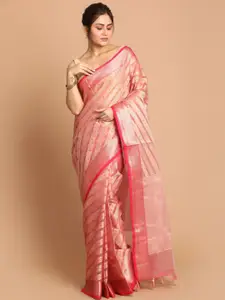 Indethnic Women Fuchsia Woven Design Banarasi Saree