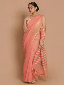 Saranee Fuchsia & Peach-Coloured Zari Banarasi Saree