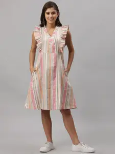 Get Glamr Multicoloured Striped A-Line Dress