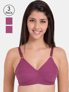 Souminie Pack of 3 Magenta Non Wired Full Coverage Everyday Bra