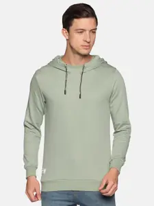 SHOWOFF Men Green Hooded Cotton Sweatshirt