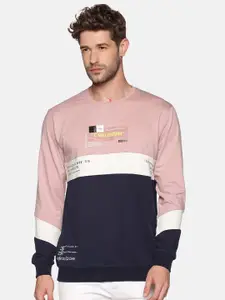 SHOWOFF Men Pink Colourblocked Sweatshirt