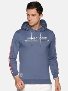 SHOWOFF Men Blue Printed Hooded Sweatshirt