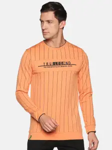 SHOWOFF Men Orange Striped Sweatshirt