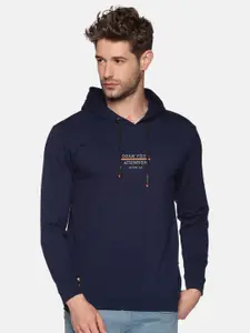SHOWOFF Men Navy Blue Hooded Sweatshirt
