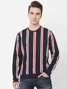 Pepe Jeans Men Navy Blue Striped Sweatshirt