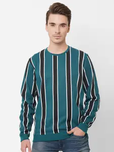 Pepe Jeans Men Teal Striped Sweatshirt