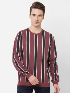 Pepe Jeans Men Burgundy Striped Sweatshirt