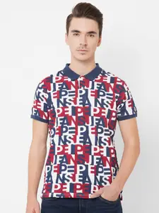 Pepe Jeans Men Multicoloured Printed Polo Collar T-shirt