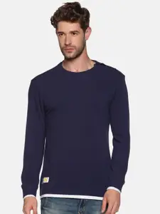 SHOWOFF Men Navy Blue Solid Sweatshirt