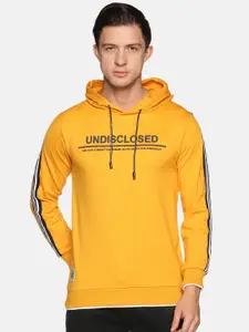 SHOWOFF Men Yellow Printed Hooded Sweatshirt