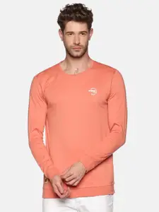 SHOWOFF Men Peach-Coloured Sweatshirt