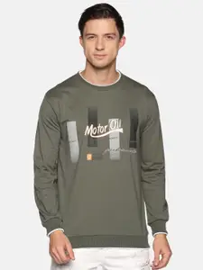 SHOWOFF Men Olive Green Printed Sweatshirt
