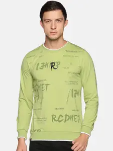 SHOWOFF Men Green Printed Cotton Sweatshirt