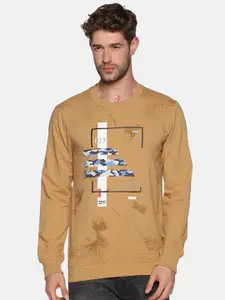 SHOWOFF Men Khaki Printed Round Neck Sweatshirt