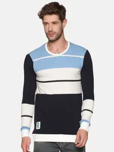 SHOWOFF Men Blue Colourblocked Sweatshirt