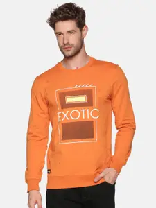SHOWOFF Men Orange Printed Sweatshirt