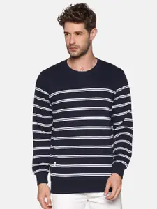 SHOWOFF Men Navy Blue Striped Sweatshirt