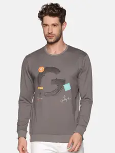 SHOWOFF Men Grey Printed Sweatshirt
