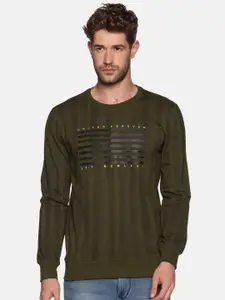 SHOWOFF Men Olive Green Printed Sweatshirt