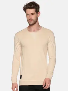 SHOWOFF Men Cream-Coloured Solid Sweatshirt
