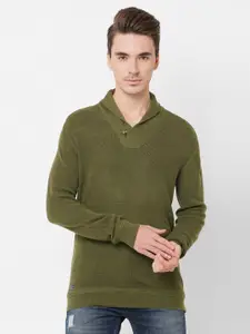 Pepe Jeans Men Olive Green Pure Cotton Pullover