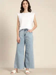 ether Women Blue Wide Leg High-Rise Stretchable Jeans
