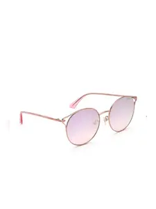 GUESS Women Pink Lens & Gold-Toned Round Sunglasses with Polarised Lens GUS7671