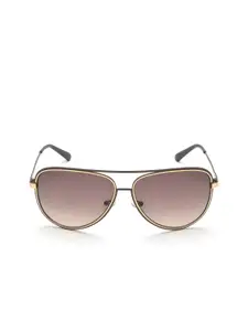 GUESS GUESS Men Brown Lens & Gold Aviator Sunglasses with Polarised Lens GUS69596333FSG