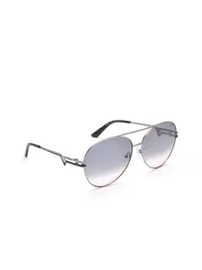 GUESS Women Grey Lens & Silver-Toned Aviator Sunglasses GUS77356410BSG