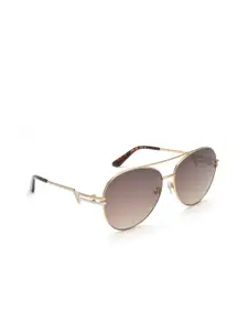 GUESS Women Brown Lens & Gold-Toned Aviator Sunglasses