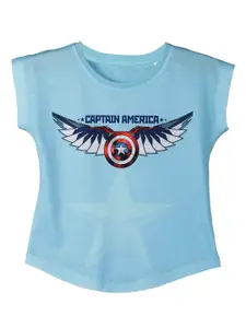 Marvel by Wear Your Mind Blue Captain America Extended Sleeves Regular Top