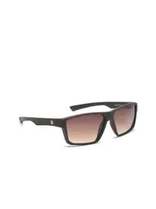 FILA Men Brown Lens & Black Square Sunglasses with Polarised Lens
