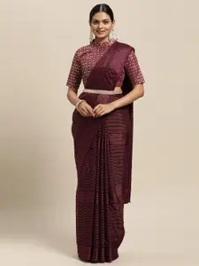 Saree mall Magenta Striped Saree