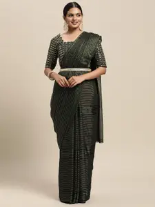 Saree mall Green Striped Saree