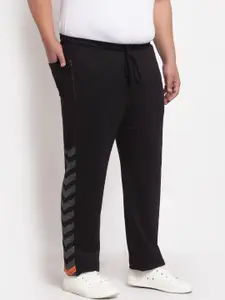 plusS Men Black Solid Straight-Fit Track Pants