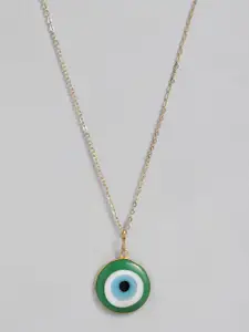EL REGALO Green & Gold-Toned Evil Eye Bohemian Link Necklace