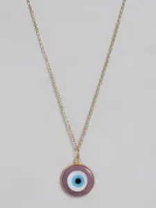 EL REGALO Purple & Gold-Toned Evil Eye Bohemian Link Necklace