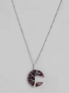 EL REGALO Purple Tree of Life Moon Shaped Handcrafted Link Necklace