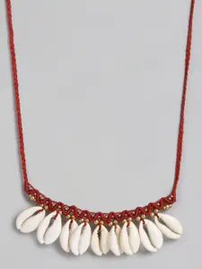 EL REGALO Maroon & Beige Big Cawrie Bohemian Necklace