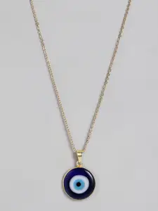 EL REGALO Navy Blue & Gold-Toned Evil Eye Bohemian Link Necklace