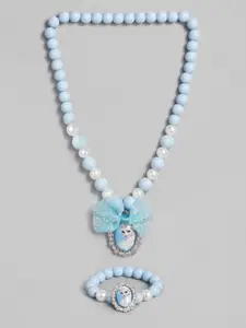 EL REGALO Girls Blue Beaded Necklace  Bracelet Jewellery Set