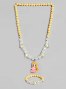 EL REGALO Girls Yellow Beaded Necklace  Bracelet Jewellery Set