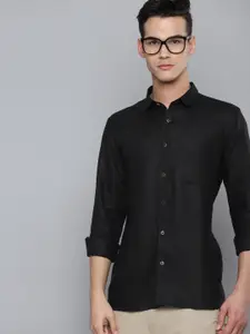DENNISON Men Black Pure Hemp Slim Fit Casual Shirt