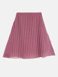Yuvraah Girls Pink Accordion Skirt