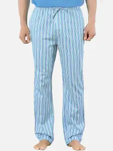 XYXX Men Blue & White Striped Super Combed Cotton Lounge Pants