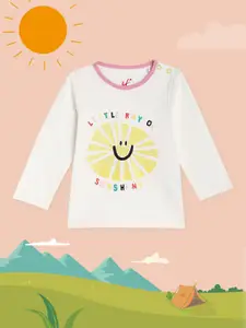 H By Hamleys Girls Off White Printed Pure Cotton T-shirt