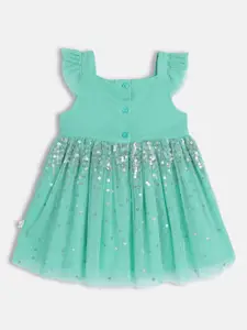 H By Hamleys Green Sequined Fit & Flare Dress
