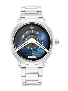 Titan Men Blue Printed Dial & Silver Toned Stainless Steel Bracelet Style Straps Analogue Watch 1828SM01